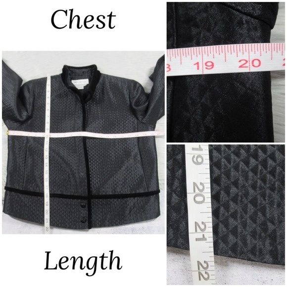 WORTH Diamond Quilted Velvet Trim Button Front Jacket Women's Size 10 - Picture 10 of 12